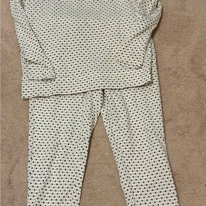LOFT Women's Pajama Set - Cream with Black Dots
